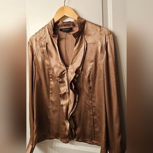 Gold Ruffle Blouse 90s Jones New York